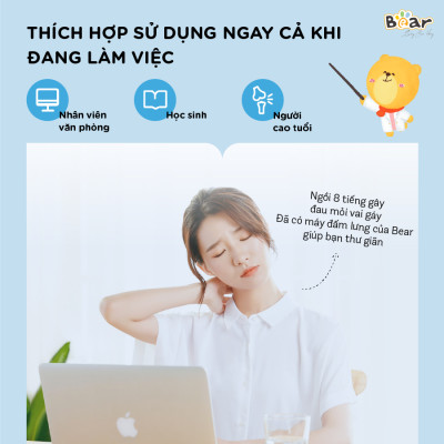 Máy Massage Vai Gáy Bear Mát Xa Đấm Lưng Làm Nóng Bằng Hồng Ngoại Cao Cấp MA-B01V1-Hàng Chính Hãng