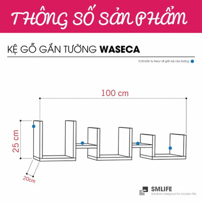 Kệ trang trí gỗ kiểu dáng nhỏ gọn SMLIFE Waseca