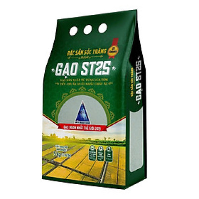 Gạo ST25 Vinaseed Túi 5Kg - Đặc Sản Sóc Trăng, Sản Xuất Từ Vùng Lúa Tôm - Cơm mềm dẻo, vị đậm ngọt, thơm đặc trưng