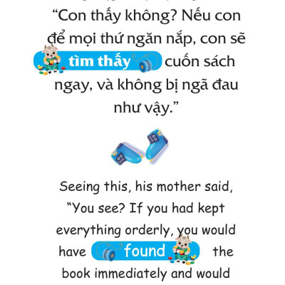 Truyện Tranh Song Ngữ Việt-Anh Cho Bé - Đồ Đạc Gọn Gàng, Sẵn Sàng Sử Dụng - You Find Things More Easily When You Keep Them Orderly