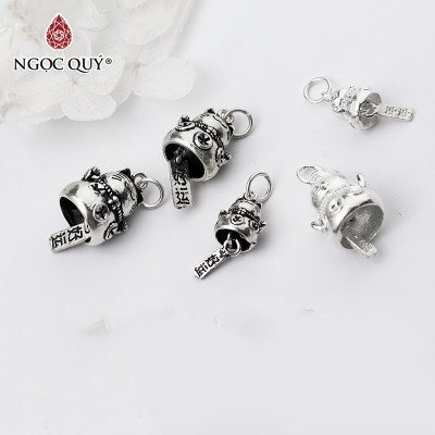 Charm bạc trắng hình mèo thần tài treo - Ngọc Quý Gemstones