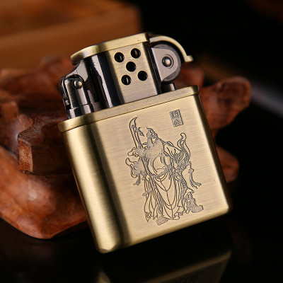 Vỏ Hột Quẹt Bật Lửa Xăng Đá Độc Lạ Dolphin HY676 Khắc Quan Vũ Đẹp Độc Lạ - Dùng Xăng Bấc Đá Cao Cấp