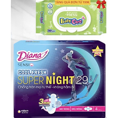 Chính Hãng | Combo 6 Gói Băng Vệ Sinh Diana Sensi Cool Fresh Night 29cm -Diana Sensi Cool Fresh Ban Đêm 29cm (Mỗi gói 4 miếng)- HSD luôn mới