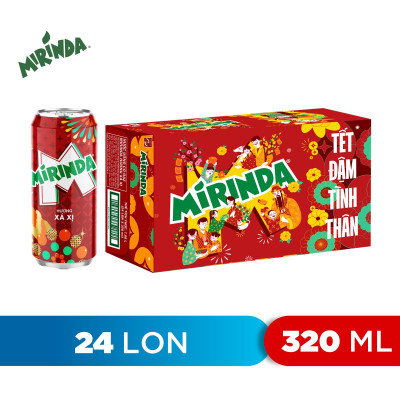 Thùng 24 Lon Nước Ngọt Có Gas Mirinda Xá Xị (320ml/Lon)