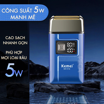 Máy cạo râu khô Kemei KM-1112 lưỡi kép điều chỉnh 2 mức tốc độ công suất mạnh có thể cạo đầu, fade trắng chân tóc - Hàng chính hãng