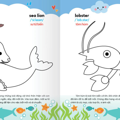 Sách - Colouring 365 ngày Tô màu - KHÁM PHÁ THẾ GIỚI PHÁT TRIỂN TRÍ TUỆ - Động vật nuôi, Chim, Cá (Cuốn 1)