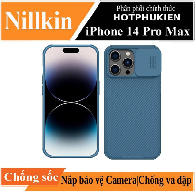 Ốp lưng chống sốc cho Iphone 14 Pro , 14 Pro Max bảo vệ Camera hiệu Nillkin Camshield Pro chống sốc cực tốt, chất liệu cao cấp, có khung & nắp đậy bảo vệ Camera - Hàng chính hãng