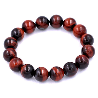 Vòng tay chuỗi hạt đá mắt hổ đỏ đen 12 ly 16 hạt
