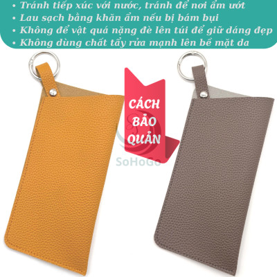 Túi Đựng Kính Da Cao Cấp Kiêm Móc Khóa -Bao Kính Mini Da PU Kèm Vòng Treo -Ví Đựng Kính Thời Trang Mini Đa Năng