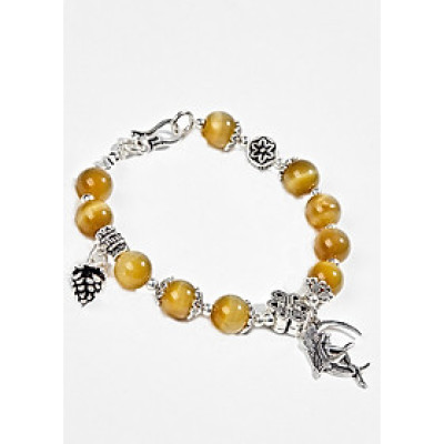 Vòng Thạch Anh Mắt Hổ Vàng Tâm Phối Charm Kết Đồng Tâm Bạc Ngọc Quý Gemstones