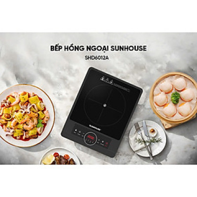 Bếp hồng ngoại Sunhouse SHD6012A - Công suất 2000W - Mặt kính pha lê - Chế độ hẹn giờ - Khóa trẻ em - Đa chức năng - Hàng chính hãng