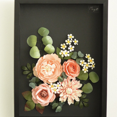 Tranh hoa giấy handmade trang trí cao cấp  SNAPSHOT Secret Garden 30x40cm - Maypaperflower Hoa giấy nghệ thuật