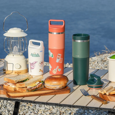 Bình Giữ Nhiệt Inox LocknLock SLO 2 trong 1 600ml LHC4332, Hàng chính hãng, cốc nhựa đi kèm, quai xách tiện lợi -JoyMall