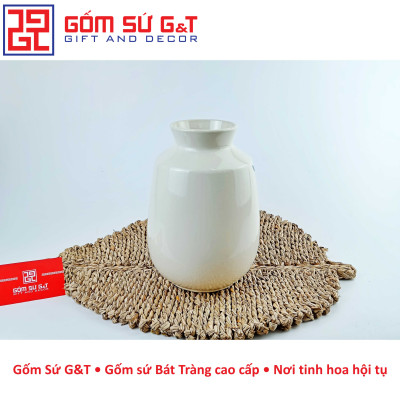 Lọ hoa dáng phích vai vuông vẽ hoa loa kèn Gốm Sứ G&T