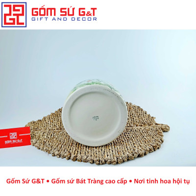 Lọ hoa dáng đầm cổ thấp vẽ cúc họa mi Gốm Sứ G&T