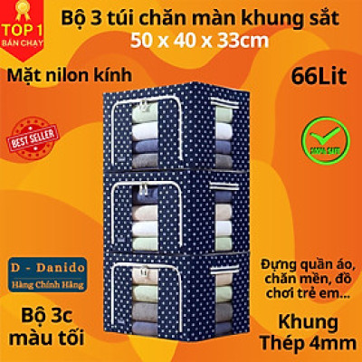 Bộ 3 Túi Đựng Chăn Màn Khung Sắt Gấp Gọn miDoctor (CÓ CHỌN MÀU)