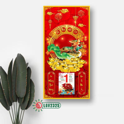 Lịch gỗ Phong thủy Tùy Hưu treo tường - 39cm x 79cm