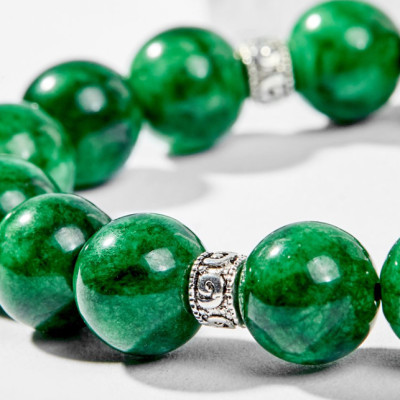 Vòng Tay Phong Thủy Đá Cẩm Thạch Sơn Thủy Phối Charm Tỳ Hưu Bạc (10mm) Mệnh Mộc, Hỏa Ngọc Quý Gemstones