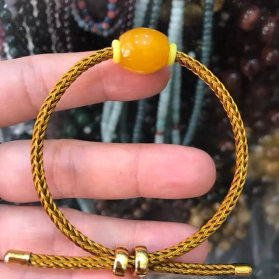 VÒNG TAY LU THỐNG VÀNG ANH TRÒN KIỂU DÂY VÀNG ĐẸP NỮ MẠNG KIM THỔ THỦY CHẤT LIỆU ĐÁ MÃ NÃO FREESIZE Ạ