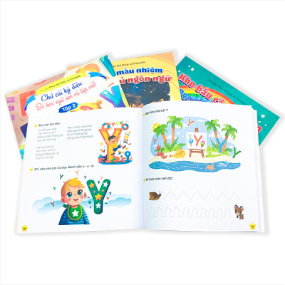 Combo Sách Chữ Cái Kỳ diệu, Từ Vựng Màu Nhiệm và Kho Báu Câu Chuyện có App Bài Giảng cho bé sẵn sàng bước vào lớp 1