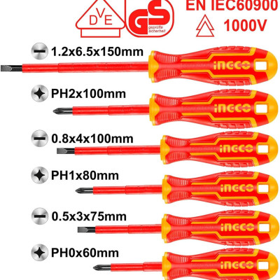 BỘ TUỐC NƠ VÍT CÁCH ĐIỆN 6 CÂY INGCO HKISD0608 - HÀNG CHÍNH HÃNG