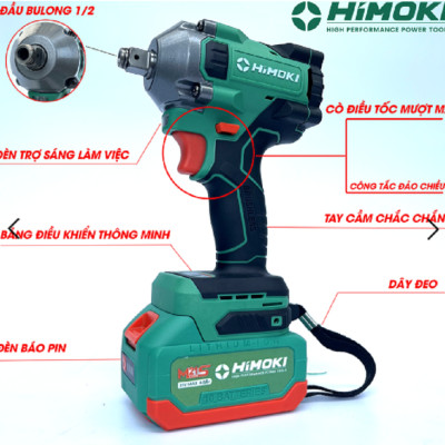 Máy Siết Bulong Pin 10 Cell HIMOKI 6092B 21V Lực Siết 380Nm - Motor 100% Ruột Đồng - Động Cơ Không Chổi Than - Bảo Hành 12 Tháng