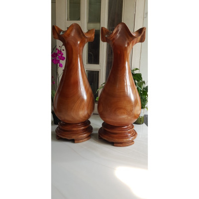 Cặp Lộc Bình Gỗ Gõ Đỏ cao 68cm x đk 25cm vân tự nhiên đẹp Anh Chị trưng phòng khách nhà, công ty, 2 bên bàn thờ Thần Tài , bất kỳ nơi nào trang trí trong nhà thấy đẹp Ý nghĩa Bình An, Phú Quý Tài Lộc ạ