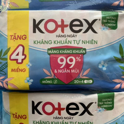 Combo 8 Gói Băng Vệ Sinh Kotex Hàng Ngày Kháng Khuẩn- Mỗi Gói 20 Miếng- Date luôn mới