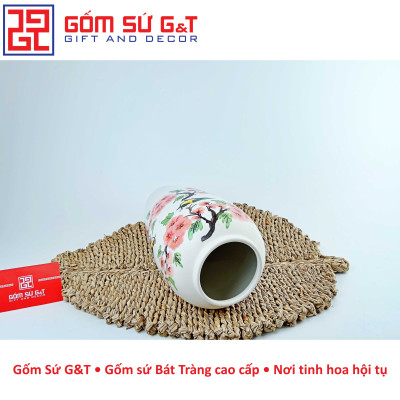 Lọ hoa dáng bom vẽ chim đào Gốm Sứ G&T