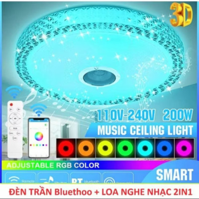 ĐÈN LED TRANG TRÍ ỐP TRẦN NHÀ SÁNG NHIỀU MÀU SẮC CỰC ĐẸP CÓ LOA NGHE NHẠC KẾT BLUETOOTH CỰC HAY CÓ ĐIỀU KHIỂN TỪ XA THÔNG MINH 
