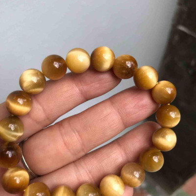 VÒNG ĐÁ MẮT HỔ VÀNG NÂU SÁNG BÓNG ĐẬM ĐẸP ĐÁ THIÊN NHIÊN SIZE VÒNG 10Ly  NỮ MẠNG KIM THỔ THUỶ