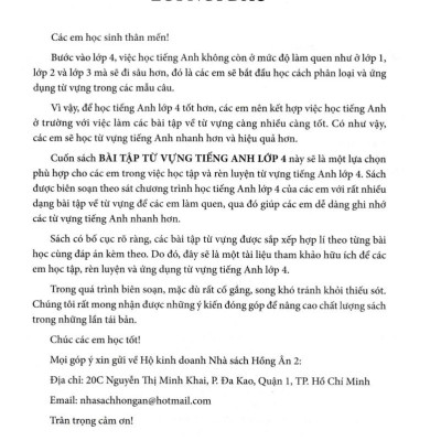 Sách - Bài Tập Từ Vựng Tiếng Anh Lớp 4 (Biên Soạn Theo Chương Trình Giáo Dục Phổ Thông Mới)