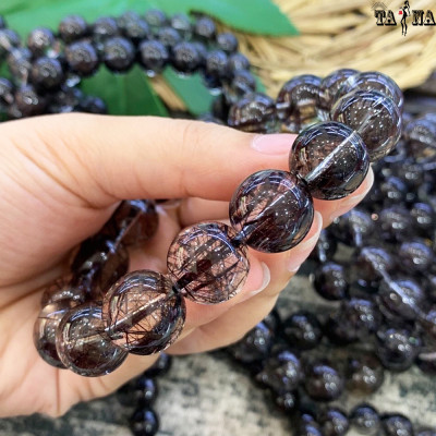 Vòng tay đá thạch anh tóc đen 7A VIP hợp mệnh Thủy, Mộc