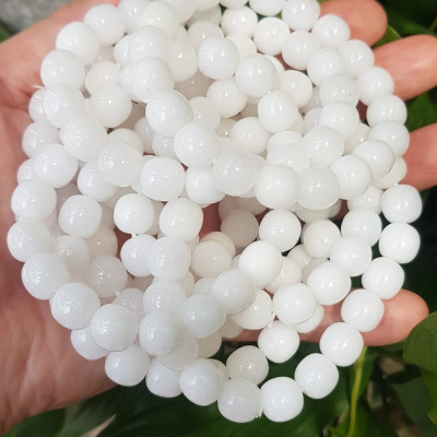 Vòng Tay Nữ Đá Ngọc Hoà Điền TRẮNG bầu Tự Nhiên Size 9li5 đẹp Màu Trắng sáng Nữ mệnh Kim Thủy Mang năng lượng tích cực may mắn tài lộc tốt công việc đeo đẹp xinh tay ạ