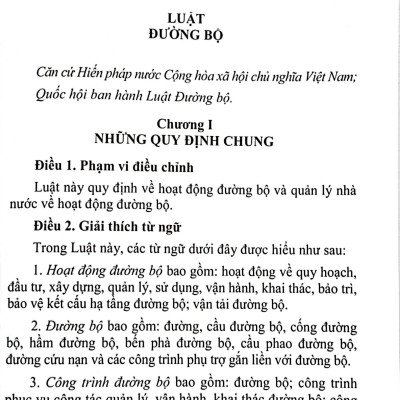 Sách - Luật Đường Bộ (Được Quốc Hội Thông Qua Ngày 27-6-2024, Có Hiệu Lực Từ Ngày 01-01-2025)