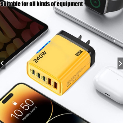 Bộ sạc cao cấp GaN 240W - Sạc siêu nhanh USB 5 cổng PD có đèn LED, Sạc siêu nhanh Type C cho máy tính xách tay, điện thoại và MacBook - miếng lót chuột