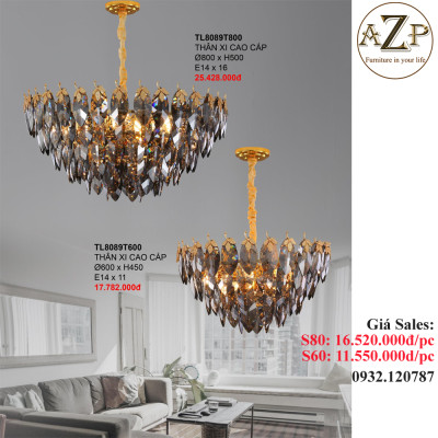 ĐÈN THẢ TRẦN PHA LÊ / ĐÈN THÔNG TẦNG TRANG TRÍ PHÒNG KHÁCH / PHÒNG NGỦ / CẦU THANG / KHÔNG GIAN SANG TRỌNG AZP-8089 phong cách đương đại, hàng nhập khẩu AZP