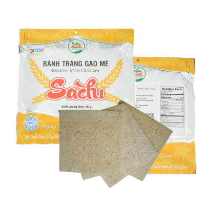 Thùng 25 Gói Loại 75Gram, Bánh Tráng Gạo Mè Cao Cấp Nướng Sẵn Sachi