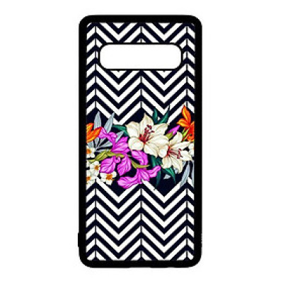 Ốp lưng điện thoại dành cho Samsung S10 Plus Hoa Sọc Trắng Đen