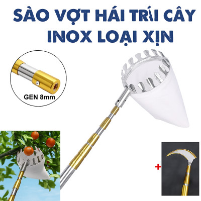 Bộ Sào Vợt Inox Hái Trái Cây Trên Cao 6M – Rút Dài, Kèm 4 Phụ Kiện Cao Cấp Loại 1