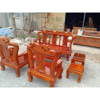 Bàn ghế quốc đào gỗ xoan ta 6 món tay 10
