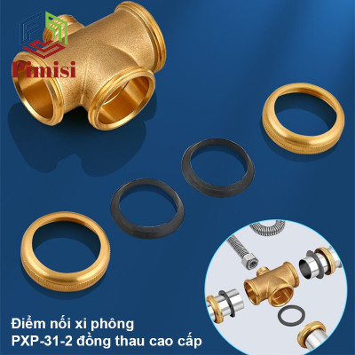 Xi Phông Chậu Rửa Bát 2 Hố Pimisi PXP-31-2 Inox Cao Cấp Kiểu Chun Uốn - Bẻ Cong, cho Bồn Rửa Chén 2 Hộc Đôi | Chính Hãng