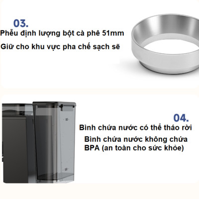Máy pha và xay cà phê bán tự động 3 trong 1 Espresso, Cappuccino, Latte thương hiệu Mỹ cao cấp HiBREW H20 - Công suất 1500W 20bar - Hàng nhập khẩu
