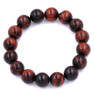 Vòng tay chuỗi hạt đá mắt hổ đỏ đen 12 ly 16 hạt