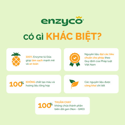 Combo 2 nước ngâm rửa rau củ quả, thực phẩm sinh học Enzyco 1L - 100% Enzyme Dứa