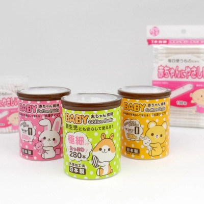 Hộp tăm bông kháng khuẩn Sanyo ( 250 que ) 100% Bông gòn tự nhiên - made in Japan