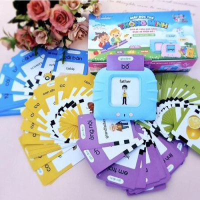 Máy đọc thẻ song ngữ Việt - Anh Flashcard 112 thẻ 224 từ vựng. Cổng sạc usb không sóng, đồ chơi thông minh cho trẻ em