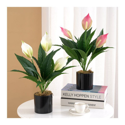 Cụm lan ý giả - dài 45cm - 1 cụm 3 bông - Cây giả, hoa lụa decor trang trí nhà cửa