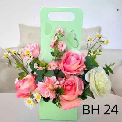 Giỏ hoa lụa, túi hoa lụa quà tặng hoa lụa - tăng thầy cô giáo 20/11 - Cây giả Decor trang trí nhà cửa.