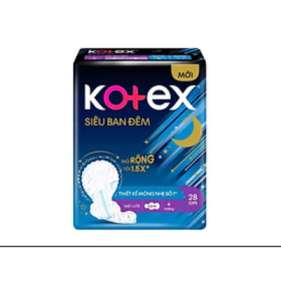 Combo 8 Gói Băng Vệ Sinh Kotex Siêu Ban Đêm 28cm - Mỗi Gói 4 Miếng -HSD luôn mới
